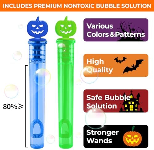 200PCS Halloween Party Favor, Bubble Wands for Kids, Trick or Treat Toys