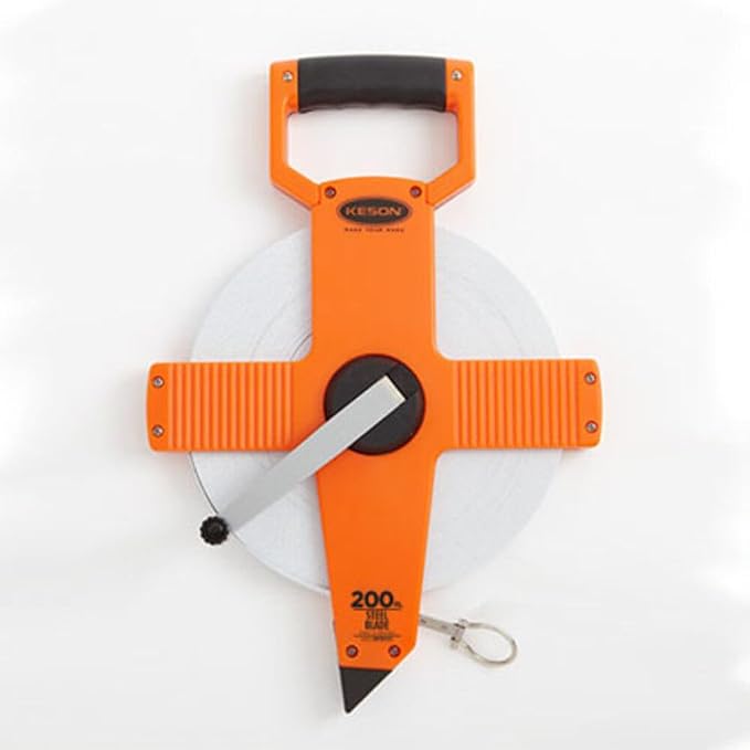 Keson NR10165H Nylon Coated Steel Blade Measuring Tape with Zero Point at Tape End and Hook End (Graduations: 1/10, 1/100), 165-Foot