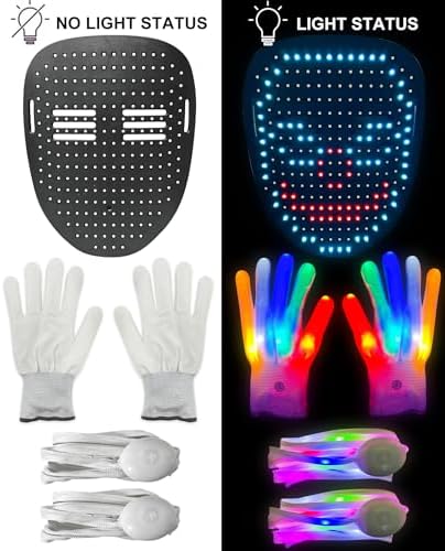 3 Set Halloween Gesture Sensing LED Mask Glow Skeleton Gloves & Shoelaces