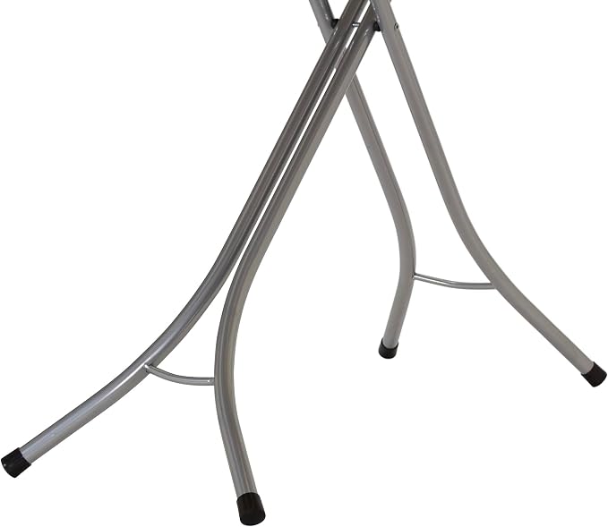 Household Essentials Wide Top Ironing Board with 4‑Leg Steel Frame, Fixed Iron Rest, Silicone‑Coated Cotton Cover, Grey