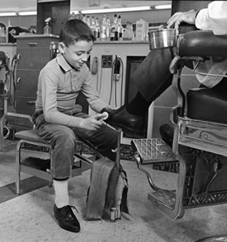 Posterazzi Boy polishing men's shoe Poster Print, (24 x 36)