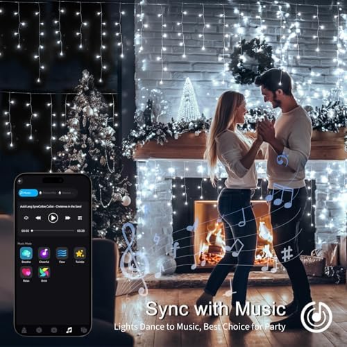 JMEXSUSS 400 LED Smart RGB Icicle Lights for Outside