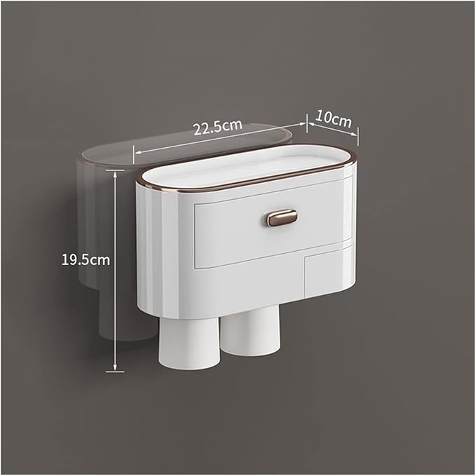 Toothbrush Rack Wall-Mounted Toothbrush Holder Punch-Free Multifunctional Storage Rack with Mouthwash Cup Toothpaste Squeezer Kit Bathroom Toothbrush Holder(A,Medium)