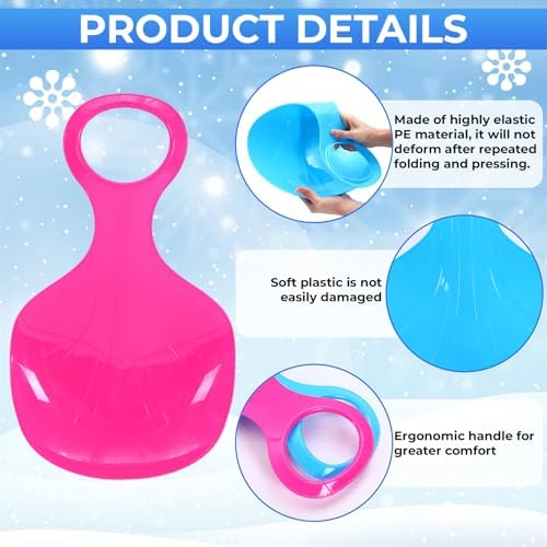 3 Pcs Snow Sleds 35 Inch Plastic Toboggan with Rope for Adults