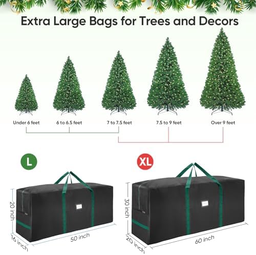 BALEINE 9 ft Christmas Tree Storage Bag, Heavy Duty 900D Oxford Fabric with Reinforced Handles and Dual Zippers Wide Opening, Extra Large Storage Container for Trees and Decorations (Black)