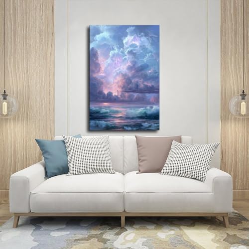 JDBeehpy Lightning Storm Ocean Scenery Canvas Wall Art Framed 20x30inch