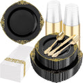 Hioasis 175 Pcs Black Gold Plates for Graduation