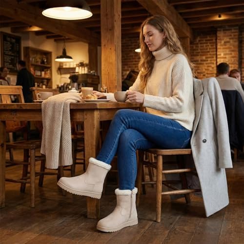Women's Snow Winter Boots Fuzzy Ankle Booties WithZipper