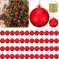 Wettarn 50 Pcs 2.36 Inch Christmas Ball Ornaments with Lid Rope, Red