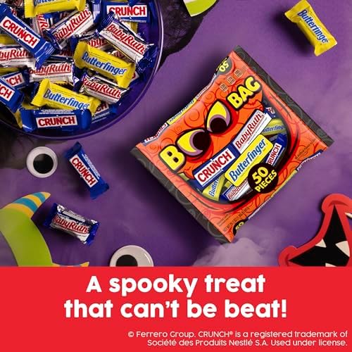 Butterfinger, CRUNCH and Baby Ruth Fun Size, Assorted Candy Bars, Great for Sharing, Bulk 50 Count Variety Pack, 29.7 oz