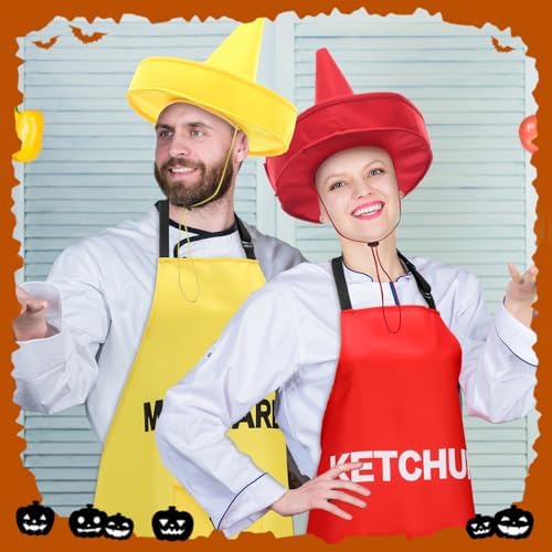 2 Set Halloween Ketchup and Mustard Costumes for Adults Couples