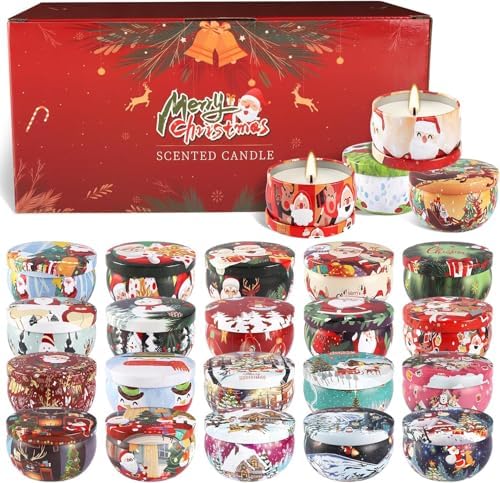 Howemon 24 Pack Christmas Scented Candles Set for Home, Relaxing Stress Relief, Aromatherapy - Natural Soy Wax and Fragrance - Gifts for Women, Mom, Best Friend, Wife, Birthday