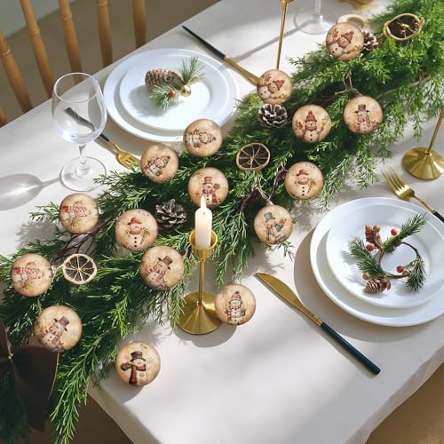 Outus 16 Pcs Christmas Tree Ornaments Ball Vintage Snowman Decorations for Tree Vintage Style Hanging Ornaments Farmhouse Home Fireplace Decoration Holiday Party Favors