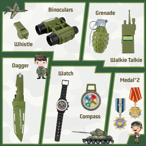Metemot Army Costume for Boys, Halloween Soldier Military Costume for Kids