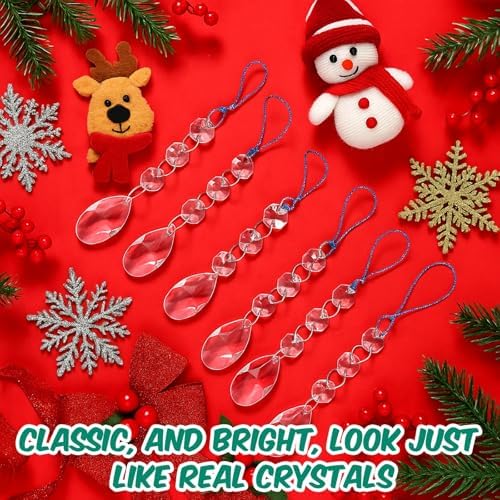 Syhood 100 Pcs Crystal Christmas Tree Ornaments, Teardrop