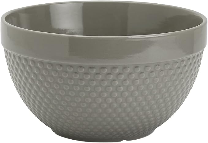 Tabletops Gallery Hobnail Style 4 Piece Timeless Grey Stoneware Nesting Mixing Bowl Set for Baking and Cooking