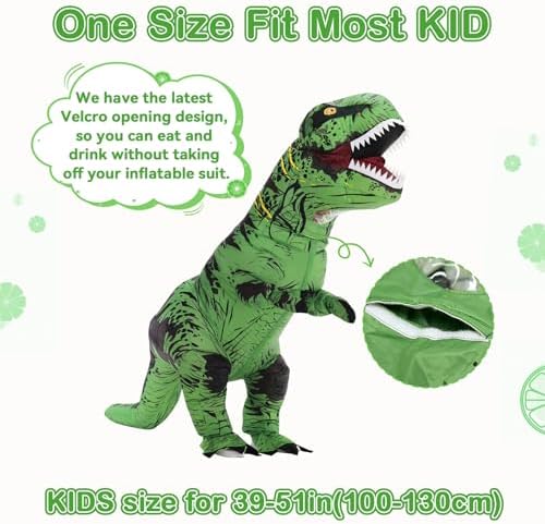 Servllcell Inflatable Dinosaur Costume for Kids/Teens,Halloween Costumes T Rex Blow Up Costumes for Boys Girls,Cosplay