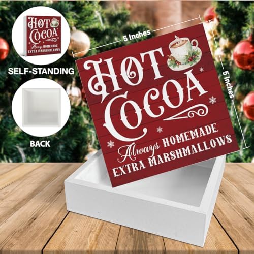 Hot Cocoa Bar Decorations - Christmas Decor, Hot Chocolate Bar Wooden Sign