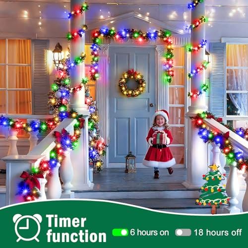 SAUIRS 500 LED 197FT Christmas Lights Outdoor String Lights with 8 Modes Timer Waterproof Fairy Light Plug in for Outside Indoor Party Xmas Palm Tree Yard Wedding Decorations(Multicolor)