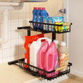 REALINN Under Sink Organizer, Adjustable 2 Tier Pull Out Kitchen Bathroom