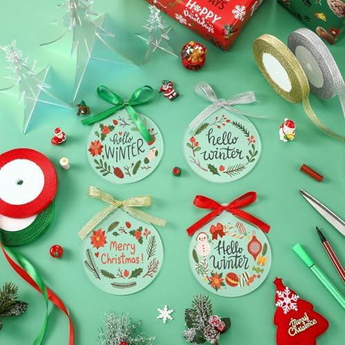 Sumind 30 Pcs 4 Inch Blank Acrylic Christmas Ornaments, Transparent