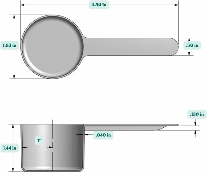 53 mL (1.8 Oz. | 3.58 Tablespoon) Long Handle Plastic Measuring Scoop for Coffee, Protein Powder, Pet Food, Spices, Grains, Dry Goods – Food-Grade BPA-Free (Pack of 10)