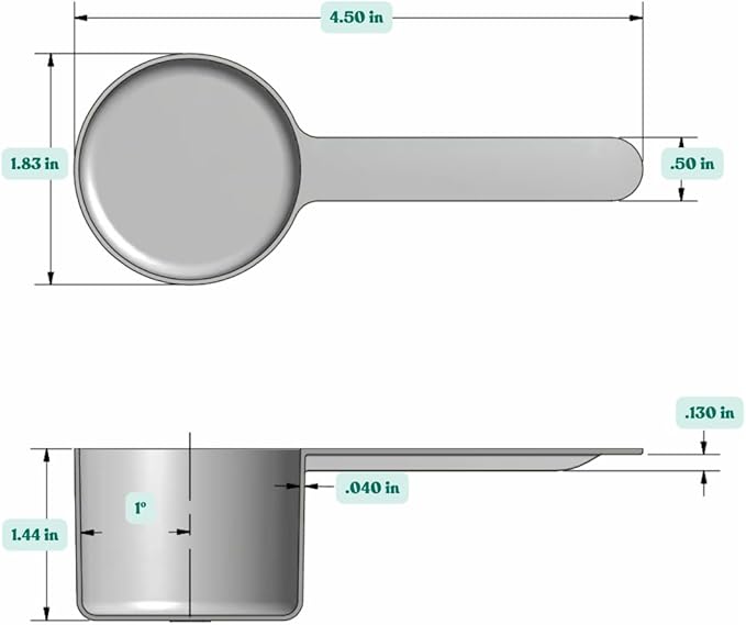 53 mL (1.8 Oz. | 3.58 Tablespoon) Long Handle Plastic Measuring Scoop for Coffee, Protein Powder, Pet Food, Spices, Grains, Dry Goods – Food-Grade BPA-Free (Pack of 100)