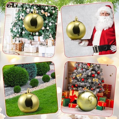 Threan 12 Inch Large Gold Shiny Christmas Ball Ornaments for Christmas Tree