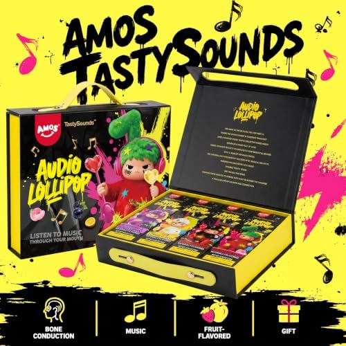 AMOS TastySounds Bone Conduction Audio Lollipop, 4‑Pack Halloween Themed Candy Set, Innovative Sound‑Playing Confection for Holiday Occasions