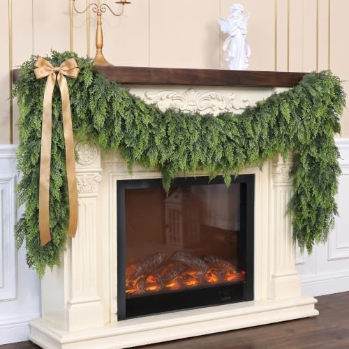4Pcs 9FT Artificial Christmas Cedar Garland Faux Plant for Mantle Decor