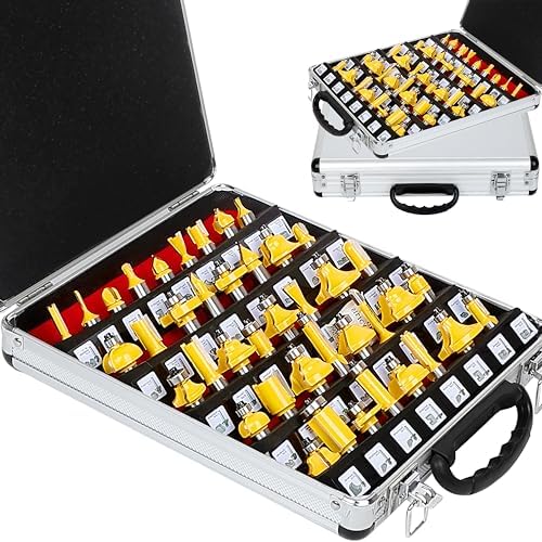 LEATBUY Router Bits Set Woodwork 1/2-Inch Shank 41 PCS, Round Over Panel Cabinet Door Rail Stile Router Bits, Woodworking Wood Cutter Sets Carbide Groove Tongue Milling Tool(SQ-A1)