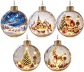 5PCS Glowing Christmas Ornaments - Mini Gold Light-Up Christmas Ball Ornaments - Christmas Tree Ornament with Warm LED Light for Tree Mantel, Holiday Scene Decoration & Gift