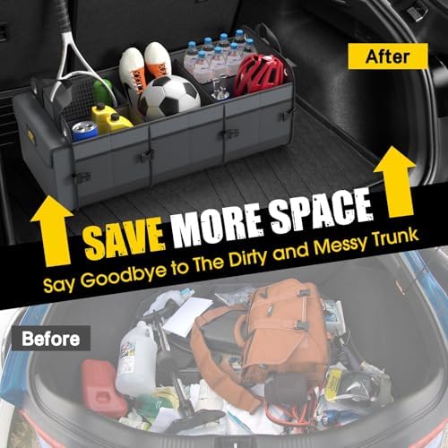 MIKKUPPA Car Trunk Organizer with Cooler, 100L, Premium Material, Gray