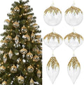 Yerliker 12 Pcs Clear Christmas Glass Ball Ornament Xmas Hanging Decoration