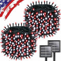KAQ 2pack 500LED Solar String Lights Outdoor Waterproof Red & White