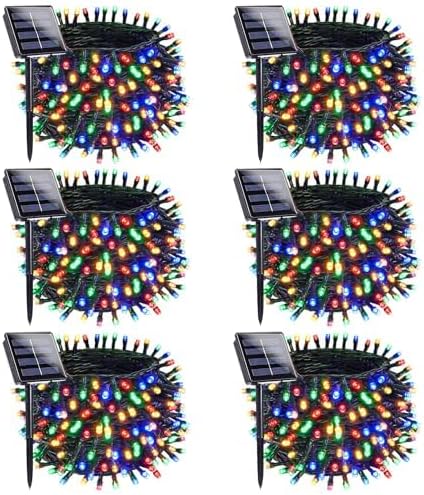 OZS 6 Pack 480 LED Solar String Lights Outdoor Waterproof, Multicolor