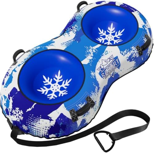 Raxurt 2 Person Heavy Duty Snow Tube, Snow Sled with Premium Canvas Cover