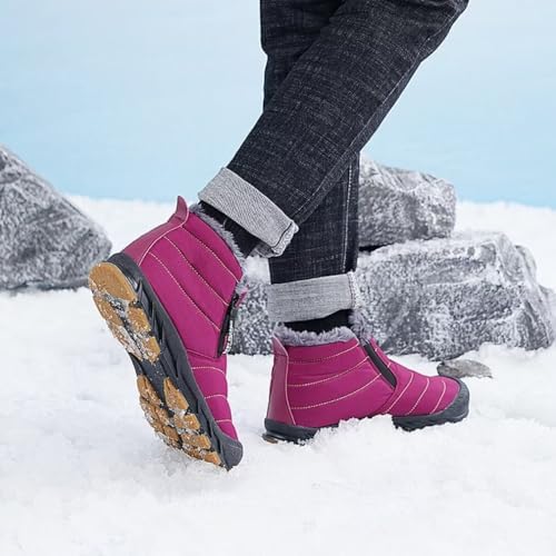 Jakcuz Women Snow Boots Water-resistant Side Zipper