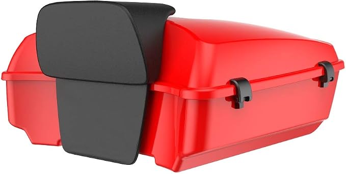 Advanblack Road Glide Tour Trunk Pack Scarlet Red Chopped Tour Trunk Pack Backrest Pad for '97-'25 Harley Touring Road King Street Glide Electra Glide CVO models