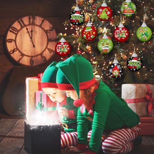 Outus 16 Pcs Christmas Ball Ornaments for Tree Red and Green Merry Christmas Hanging Ornaments Xmas Elf Balls for Tree Decoration Xmas Gifts Farmhouse Home Fireplace Decoration Holiday Party Favors