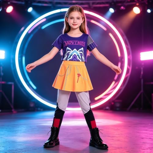 Girls Pop Star Heroine Costume Kids Halloween Fantasy Stage Cosplay