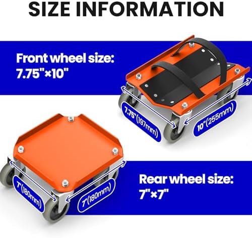 Snowmobile Dolly Set, Heavy Duty Snowmobile Moving System with V-Slide Rubber Pads, 3" TPR Swivel Casters, Steel Garage Storage Dolly for Most Snowmobiles, Up to 1500 lbs Capacity(Black)