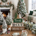 Moucuny 4 Pcs Christmas Table Decorations, Rustic Tree Stacked Wood Signs