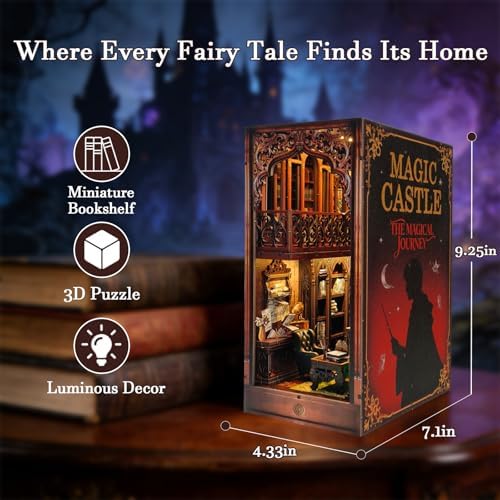 OZJAY Book Nook Kit with LED, DIY Miniature House Kit Bookshelf Decor