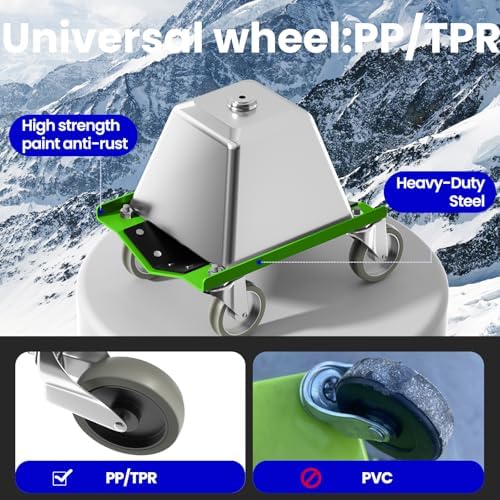 Snowmobile Dolly Set, Heavy Duty Snowmobile Moving System with V-Slide Rubber Pads, 3" TPR Swivel Casters, Steel Garage Storage Dolly for Most Snowmobiles, Up to 1500 lbs Capacity(Green)