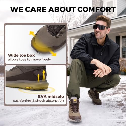 FitVille Wide Mens Snow Boots Fur Lined Winter Shoes Non Slip Lightweight