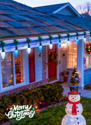 C9 Christmas Lights Outdoor, 102FT 150 LED String Lights with Spring Clips