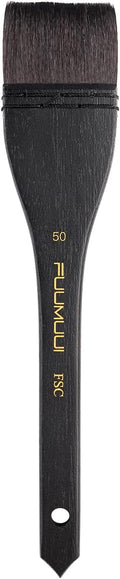 Flat Watercolor Brushes, Fuumuui 50mm Professional Squirrel Hair Flat Hake Brushes, Artists Scale Large Paint Brush with Long Handle for Watercolor and Acrylic Paints