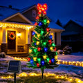 4FT Solar Christmas Tree with Bow Lights for Outdoor Christmas Decorations