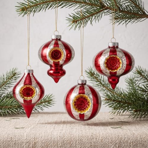 12 Pcs Vintage Glass Christmas Ornament Hand Blown Glass